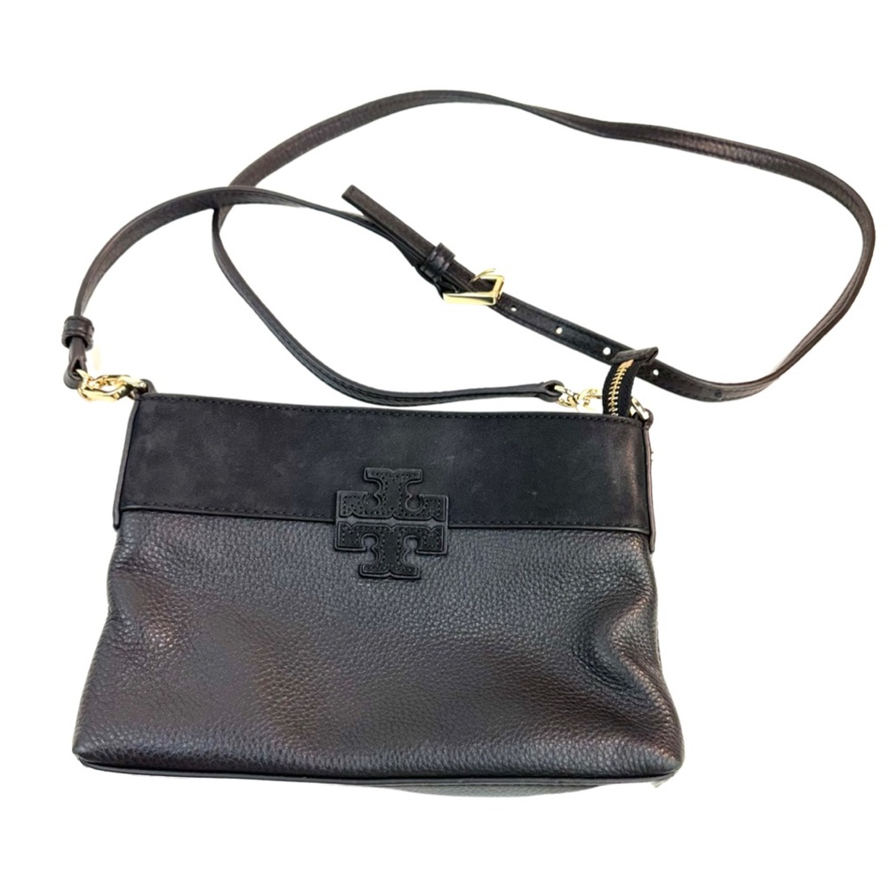 Tory Burch Leather Crossbody Bag In Black & Gold-Tone Hardware.